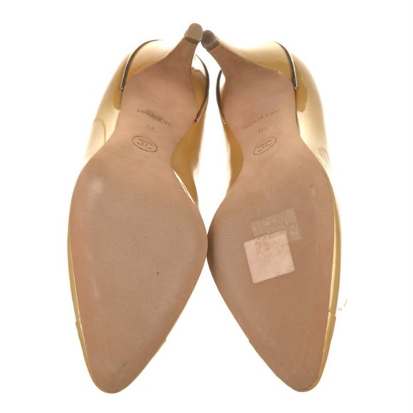 Chanel 36 Beige Patent Leather Silver CC Logo Pumps - Picture 11 of 11